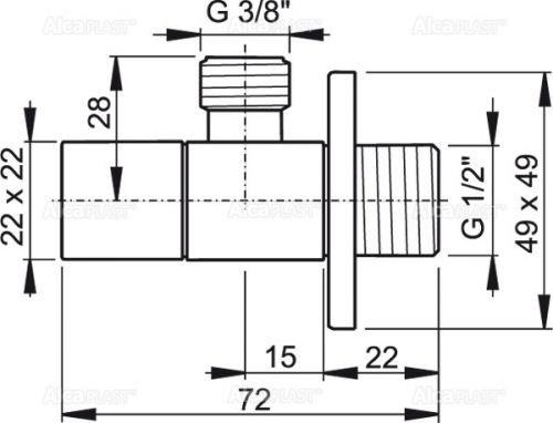ARV002 Угловой вентиль 1/2" × 3/8", квадратный Alca Plast в Тихорецке