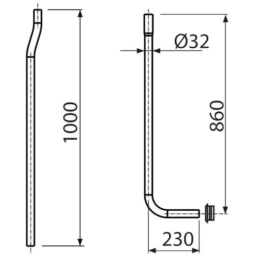 Alca Plast A95 Водосливная труба 32 мм, состоящая из двух частей + прокладка гофрированная в Тихорецке