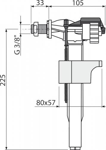 A16M-3/8" Впускной механизм с боковой подводкой и металлической резьбой для пластиковых бачков и скрытых систем инсталляции замена на А160Р-3/8“ Alca Plast в Тихорецке